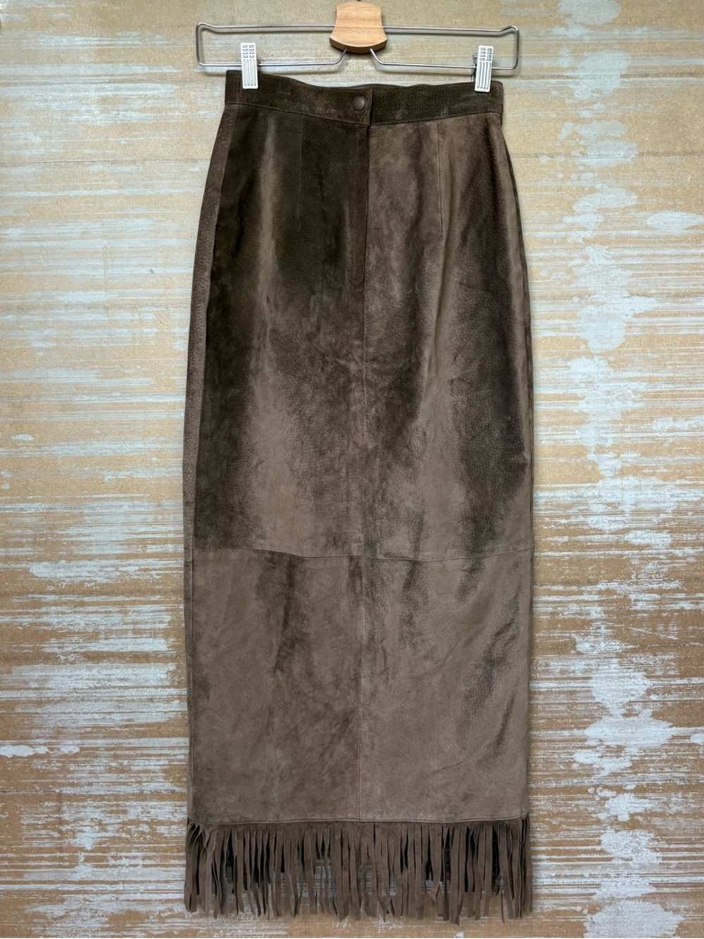 Vintage Danier Fringe Suede Maxi Skirt Western Boho Cowboy 80s NFR Womens 4 - Picture 3 of 6